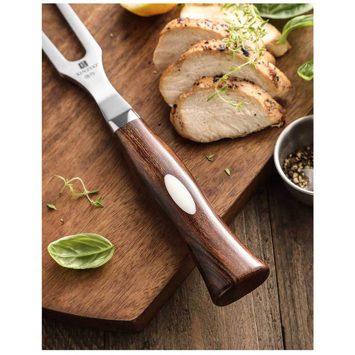 B46D Stainless Steel BBQ/Serving Fork with North American Desert Ironwood and Synthetic Ox Bone Handles
