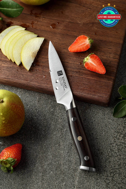 Xinzuo B13S 3.5" German High Carbon Stainless Steel Paring Knife with Ebony Handles