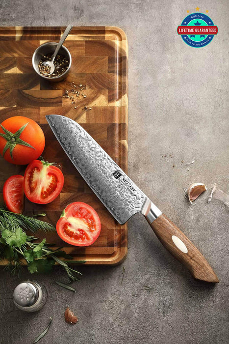 Xinzuo B46W Damascus Santoku Knife