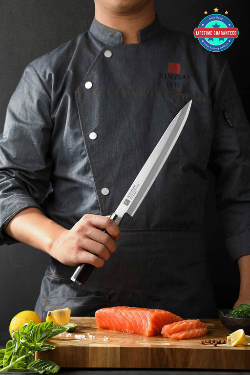 Xinzuo SE Sandblasted Steel 9 inch Sashimi Kitchen Knife Open Box