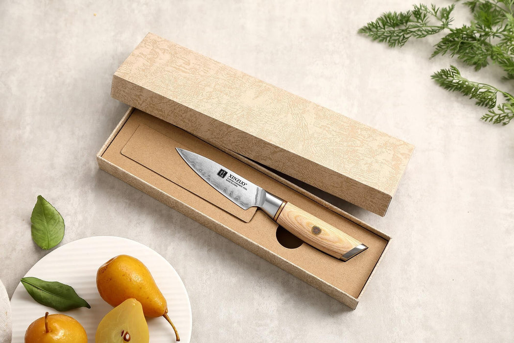 Xinzou B37S Composite Stainless Steel Paring knife with Pakka Wood Handle - The Bamboo Guy
