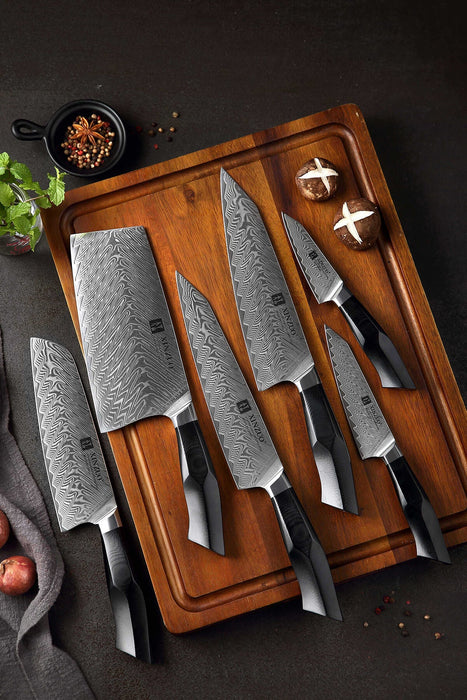 XINZUO B32 67 Layers Damascus Steel 6 Pcs Knife Set