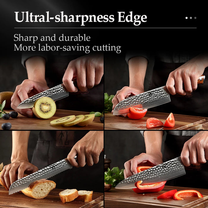 Xinzuo B13D 7 Pcs 67 Layer Damascus Knife Set with Block & Kitchen Shears