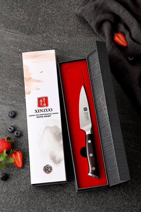 Xinzuo B13S German High Carbon Stainless Steel Paring Knife with Ebony Handle gift box