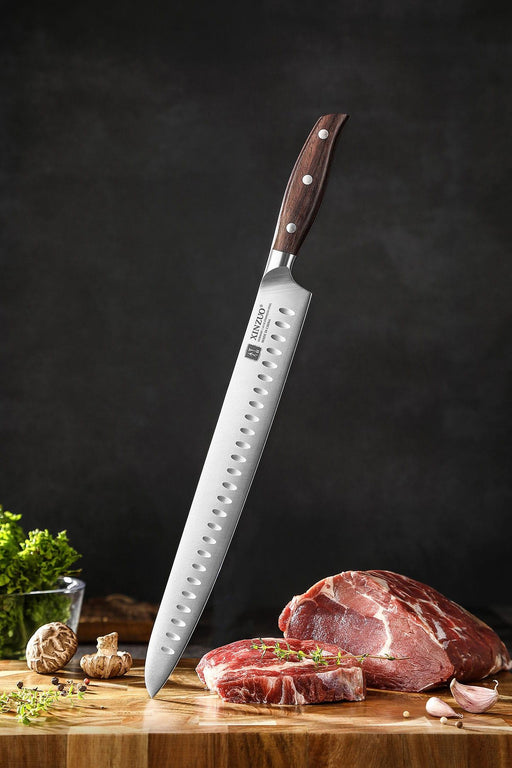 Xinzuo B35 12" Granton German Steel Carving Knife with Meat Carving Open Box