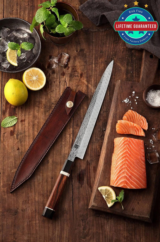 Xinzuo Sashimi Japanese Kitchen Knife 10.62" High Carbon Full Damascus Open Box