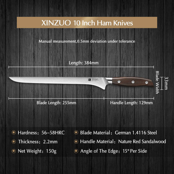 Xinzuo B35 10" Ham & Meat Carving Knife German Steel Open Box