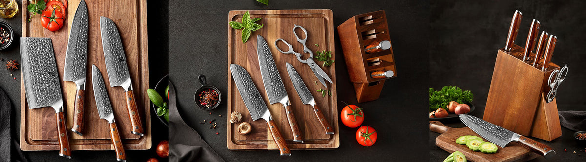 Xinzuo Yu Series B13D Build Your Own Stainless Steel Knife Set with Damascus Kitchen Knives