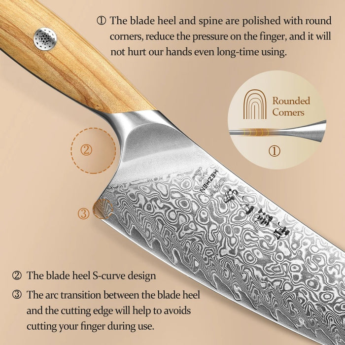 2 Pcs Chef Knife Set 73 Layers Damascus Powder Steel with Olive Wood Handle - X01 Flagship Series