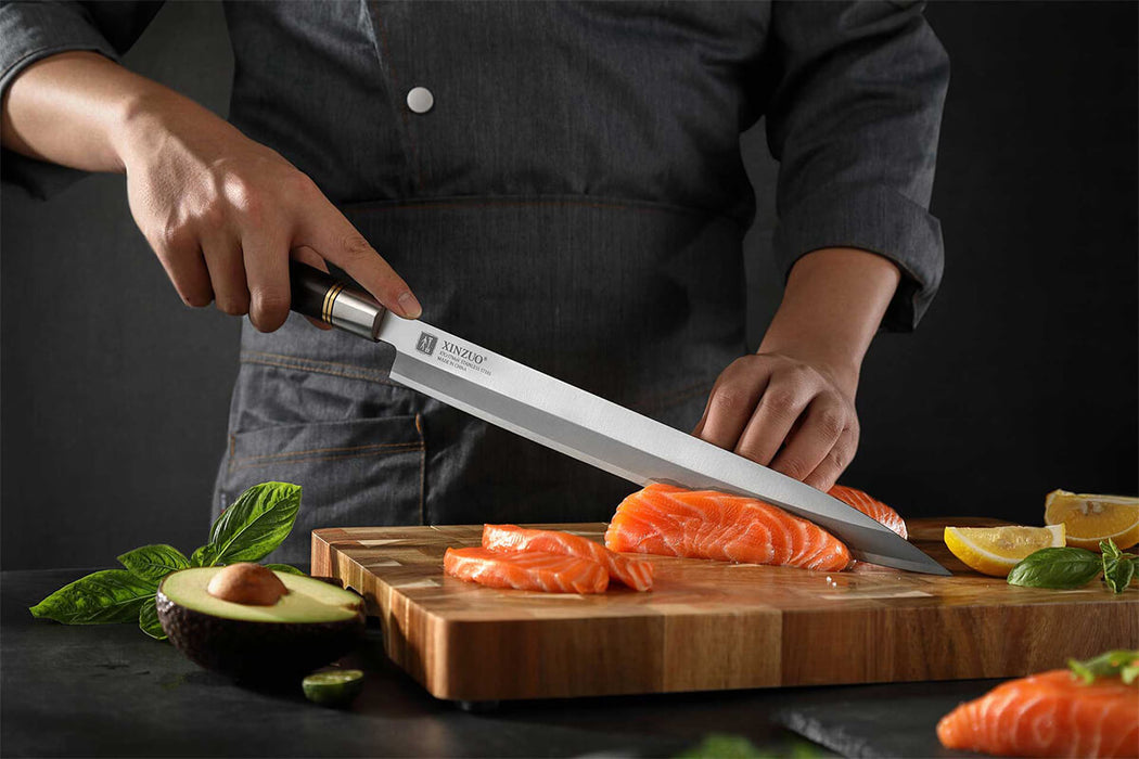Xinzuo SE Sandblasted Steel 10 inch Sashimi Kitchen Knife 4