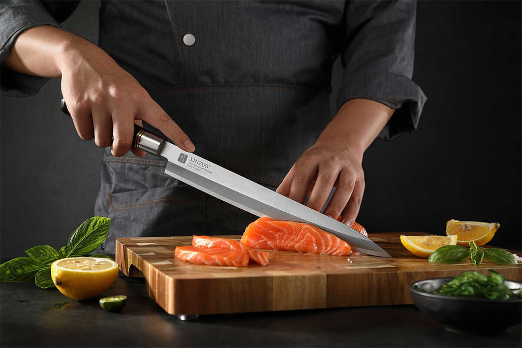Xinzuo SE Sandblasted Steel 9 inch Sashimi Kitchen Knife 4