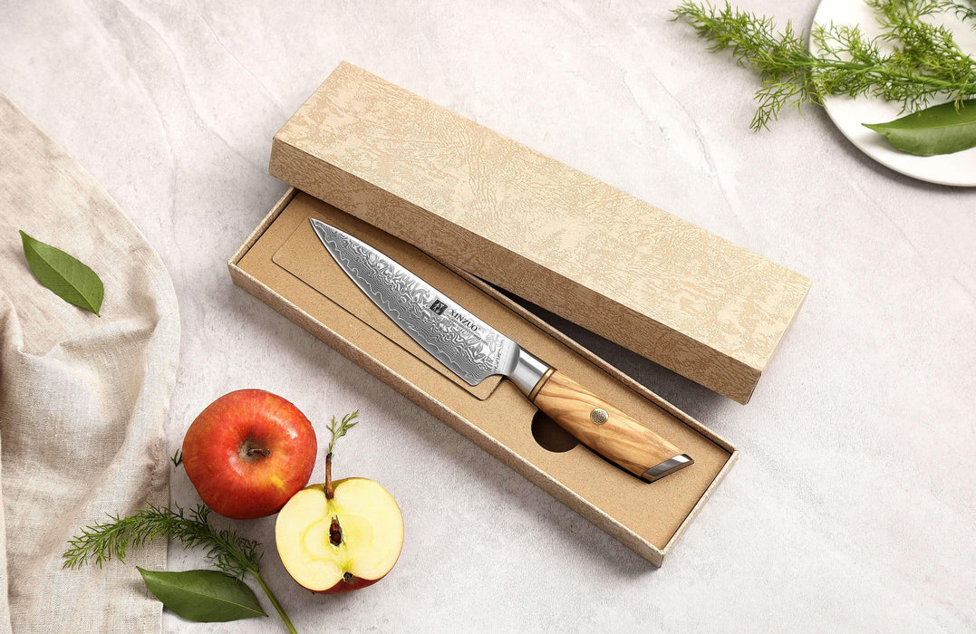 Xinxuo B37 Japanese Damascus Steel 73 Layers Powder Steel Kitchen Paring Knife - The Bamboo Guy